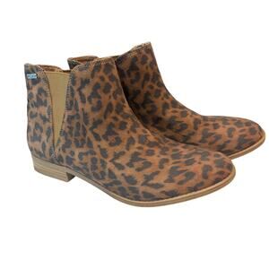 Roxy Leopard Print Chelsea Ankle Boots Women's Size 8 Faux Suede Slip On Booties